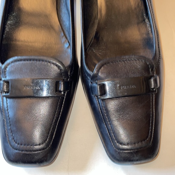 Prada Sport Black Leather Loafer Pumps Size 40 - Picture 9 of 14